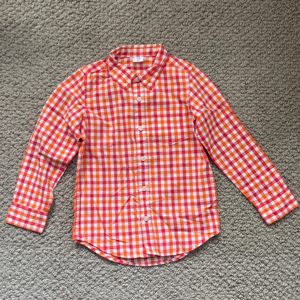 NWOT- Gap Kids Soft Poplin Checked Long Sleeve Cotton Button Down Shirt